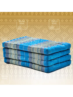 ที่นอนขิด 4 พับใหญ่ลายไทยสีฟ้าอ่อน 80x180x7Cm , Thai Folding mattresses Our traditional Thai Mattress is hand stuffed with natural kapok.