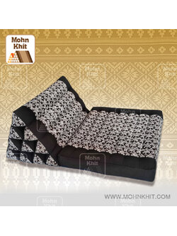 หมอนสามเหลี่ยมผ้ากราฟฟิค 10ช่องติดเบาะ 1 พับ 50x76x35Cm Tri-angle Khit kapok 100%Traditional Floor Cushions 10 holes with 1part of mattress. สำเนา