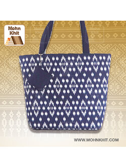 กระเป๋าผ้าลายขอ,กระเป๋าผ้าขิด กระเป๋าสะพายไหล่ กระเป๋าหิ้ว35x32x11Cm//Khit Bag, Tote Bag, Tote Bag 35x32x11 Cm