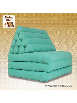 หมอนสามเหลี่ยมเขียวพาสเทล 10 ช่องติดเบาะ 3พับ 53x200x30cm// Triangle kapok100%Traditional Floor Cushions 10 holes with 3 part of mattress.