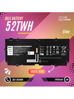 Battery Dell XPS 13 7390 2-in-1, 4-Cell 51Wh, แบตเตอรี่ Dell 52TWH ของแท้รับประกันศูนย์ Dell Thailand ราคาไม่แพง