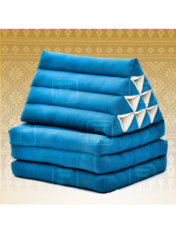 หมอนสามเหลี่ยมสีพื้น 10 ช่องติดเบาะ 3พับ 53x165x30cm// Tri-angle kapok100%Traditional Floor Cushions 10 holes with 3 part of mattress.