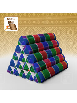 หมอนสามเหลี่ยม15 ช่องเดี่ยว ประกบลายDesign 52cmx36cmx32cm// Thai Tri-angle Cotton Design Traditional Floor Cushions.