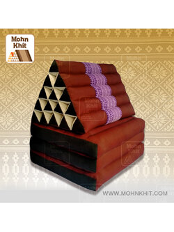 หมอนสามเหลี่ยมตัดต่อแต่งลาย15ช่องติดเบาะ3 พับ //56x180x36cm Tri-angle Cotton kapok 100%Traditional Floor Cushions 15holes with 3part of mattress.