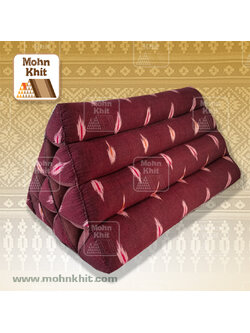 หมอนสามเหลี่ยมกลางผ้าฝ้ายไทยน้ำตาลเข้ม 10ช่อง 50x28x30Cm Tri-angle kapok 100%Traditional Floor Cushions 10 holes.