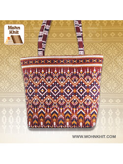 กระเป๋าผ้ามัดหมี่,กระเป๋าผ้าขิด กระเป๋าสะพายไหล่ กระเป๋าหิ้ว35x32x11Cm//Khit Bag, Tote Bag, Tote Bag 35x32x11 Cm