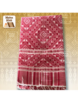 ผ้าคลุมไหล่ฝ้ายทอมือ ผ้าฝ้ายแท้ ผ้าขิดโบราณ ขนาด 60x200 cm//Hand-woven shawl, pure cotton, ancient Khit cloth, size 70x200 cm.