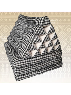 หมอนสามเหลี่ยมผ้าขาวม้า 15 ช่องติดเบาะ3 พับ 57cmx180cmx36cm Tri-angle Cotton kapok 100%Traditional Floor Cushions 15 holes with 1part of mattress.