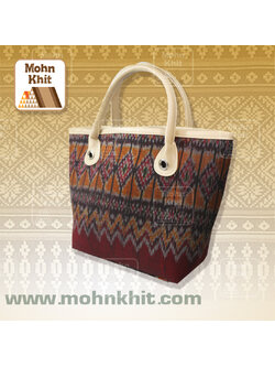 กระเป๋าผ้ามัดหมี่,กระเป๋าผ้าขิด กระเป๋าถือ กระเป๋าหิ้ว 11x32x32 Cm//Khit Bag, Tote Bag, Tote Bag 11x32x32 Cm