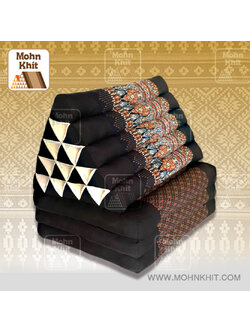 หมอนสามเหลี่ยมตัดต่อแต่งลาย15ช่องติดเบาะ3 พับ //56x180x36cm Tri-angle Cotton kapok 100%Traditional Floor Cushions 15holes with 3part of mattress.