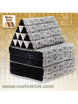 หมอนสามเหลี่ยมลายช้างไทยน้ำตาล 10 ช่องติดเบาะ 4พับ 52x225x30cm// Tri-angle kapok100% Thai elephant patternTraditional Floor Cushions 10 holes with 4 part of mattress.