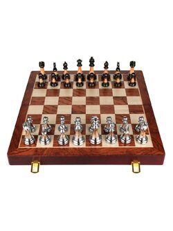 ชุดหมากรุกสากลไม้พับ (ตัวAcrylic & Metal) Wooden Chess Set