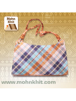 กระเป๋าผ้าทอขาวม้า กระเป๋าถือ กระเป๋าหิ้ว 11x27x16 Cm//Khit Bag, Tote Bag, Tote Bag