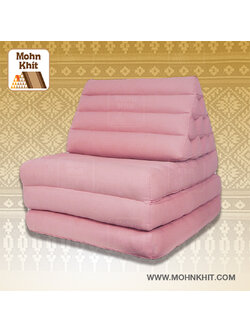 หมอนสามเหลี่ยมชมพูพาสเทล 10 ช่องติดเบาะ 3พับ 53x200x30cm// Tri-angle kapok100%Traditional Floor Cushions 10 holes with 3 part of mattress.