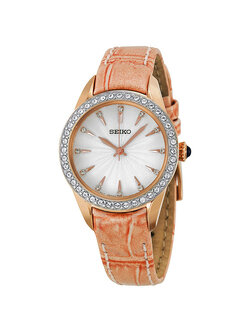 นาฬิกาข้อมือผู้หญิง SEIKO Pinkgold สายหนัง รุ่น SRZ388P1 - สีPinkgold