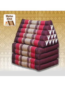 หมอนสามเหลี่ยม 15 ช่องติดเบาะ 4 พับ 57x225x36 cm Triangle Khit kapok100%Traditional Floor Cushions 15 holes with 4 part of mattress.