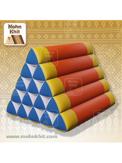 หมอนสามเหลี่ยม15ช่องแต่ง4สี ขนาด52cmx36cmx32cm// Thai Tri-angle Cotton Traditional Floor Cushions.