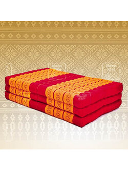 ที่นอนขิด 3 พับลายไทยสีเหลืองส้ม ขนาด 110x180x7Cm //Large 3 part mattresses Cotton, kapok