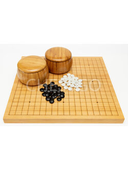 ชุดหมากล้อมไม้Torreya19เส้น(กระดาน3cm/เม็ดหินyunzi/โถไม้ไผ่)