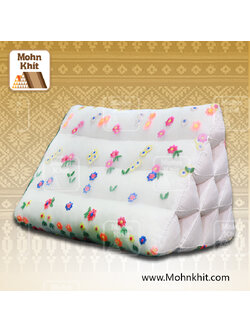 หมอนสามเหลี่ยม10ช่องลายปักดอกไม้ 50x28x30Cm Tri-angle kapok 100%Traditional Floor Cushions 10 holes.