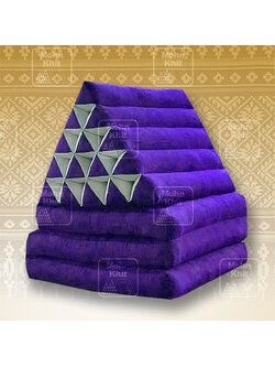 หมอนสามเหลี่ยมสีม่วง 15 ช่องติดเบาะ3 พับ 55cmx180cmx36cm Tri-angle Cotton kapok 100%Traditional Floor Cushions 15 holes with 3part of mattress.