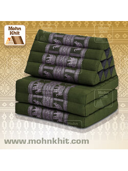 หมอนสามเหลี่ยมลายช้างด้ายทอ 10 ช่องติดเบาะ 3พับ 52x165x30cm// Tri-angle kapok100% tribal pattern Traditional Floor Cushions 10 holes with3 part of mattress.