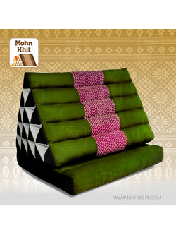 หมอนสามเหลื่ยม15 ช่องติดเบาะ1พับ ต่อผ้าพิเศษ 50x90x36Cm Tri-angle kapok Traditional Floor Cushions 15 holes with 1 part of mattress.