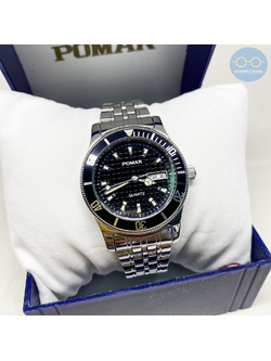 POMAR นาฬิกาข้อมือผู้ชาย ตัวเรือนและสายสแตนเลส หน้าปัดสีดำ รุ่น 73391