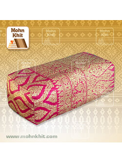 หมอนหนุนผ้าพิมพ์ทอง แดงทับทิม ของรับไหว้ ,The original Khit Rectangle health Pillow Thai Bolster Lumber 33x15x13 cm