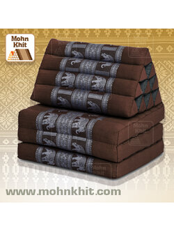 หมอนสามเหลี่ยมลายช้างด้ายทอ 10 ช่องติดเบาะ 3พับ 52x165x30cm// Tri-angle kapok100% tribal pattern Traditional Floor Cushions 10 holes with3 part of mattress.