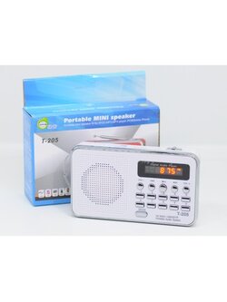 วิทยุ/ลำโพง T205 พกพา ฟังFM เสียบแฟลชไดร์ได้/ฟังเพลง mp3 ได้/ เครื่องเปล่า ตัวเครื่องสีขาว