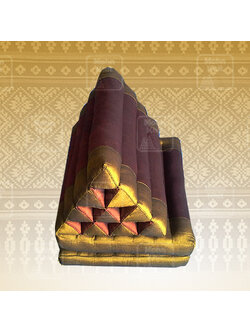 หมอนสามเหลี่ยม"ผ้าไหม"10 ช่องติดเบาะ 2 พับ50x120x30Cm Tri-angle kapok silk 100%Traditional Floor Cushions 10 holes with 2 part of mattress.