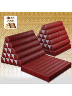 หมอนสามเหลี่ยม 15 ช่องติดเบาะ1 พ้าไหมเทียมสีพื้น 57cmx76cmx36 cm Triangle Khit Thai Rayon Floor Cushions Traditional handmade 15 holes with 1 part of mattress.