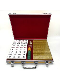 ไพ่นกกระจอกชุดพรีเมี่ยม High Quality Mahjong with Aluminum Box #37 สีทอง