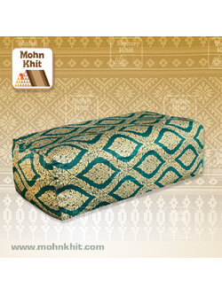 หมอนหนุนผ้าพิมพ์ทอง เขียวมรกต ของรับไหว้ ,The original Khit Rectangle health Pillow Thai Bolster Lumber 33x15x13 cm