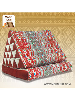 หมอนสามเหลี่ยม 15 ช่องติดเบาะ 1 พับ 55cmx76cmx36 cm Triangle Thai Floor Cushions Traditional 15 holes with 1 part of mattress.