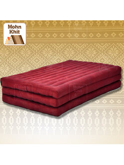 ที่นอนขิด 3 พับสีพื้นแดงเลือดนก ขนาด 110x180x7Cm //Large 3 part mattresses Cotton, kapok