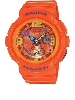 CASIO Baby-G นาฬิกาข้อมือผู้หญิง สีส้ม สายเรซิ่น รุ่น BGA-190-4BDR