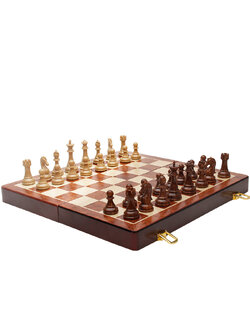 ชุดหมากรุกสากลไม้ (ตัวอะคริลิคลายไม้) 2in1 Wooden Chess Set