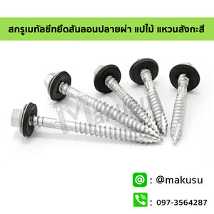 สกรูเมทัลชีทยึดสันลอนปลายผ่า แปไม้ แหวนสังกะสี สำหรับโครงหลังคาแปไม้ มีให้เลือก 2 ขนาด