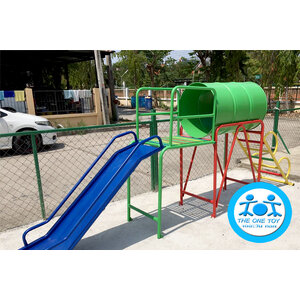 ถังลอดกระดานลื่นเดี่ยว (แบบมีที่พัก)