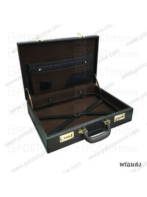 กระเป๋า ถือ เจมส์บอนด์ เอกสารสำคัญ โฉนดที่ดิน ล็อกรหัสเลข 6 แถว สีดำล้วน ก้นขยายได้อีก 1 นิ้ว เพิ่มสายรัดเอกสาร