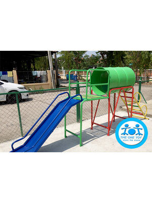 ถังลอดกระดานลื่นเดี่ยว (แบบมีที่พัก)