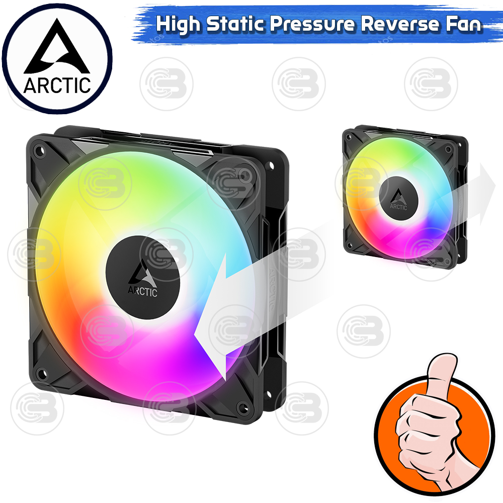 [CoolBlasterThai] ARCTIC P12 PRO REVERSE A-RGB PST BLACK (size 120 mm.) PC Fan Case ประกัน 6 ปี