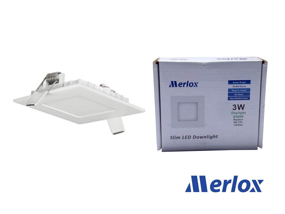 โคม DOWNLIGHT LED 3W ทรงเหลี่ยม ชนิดฝังฝ้า DL/WW MERLOX