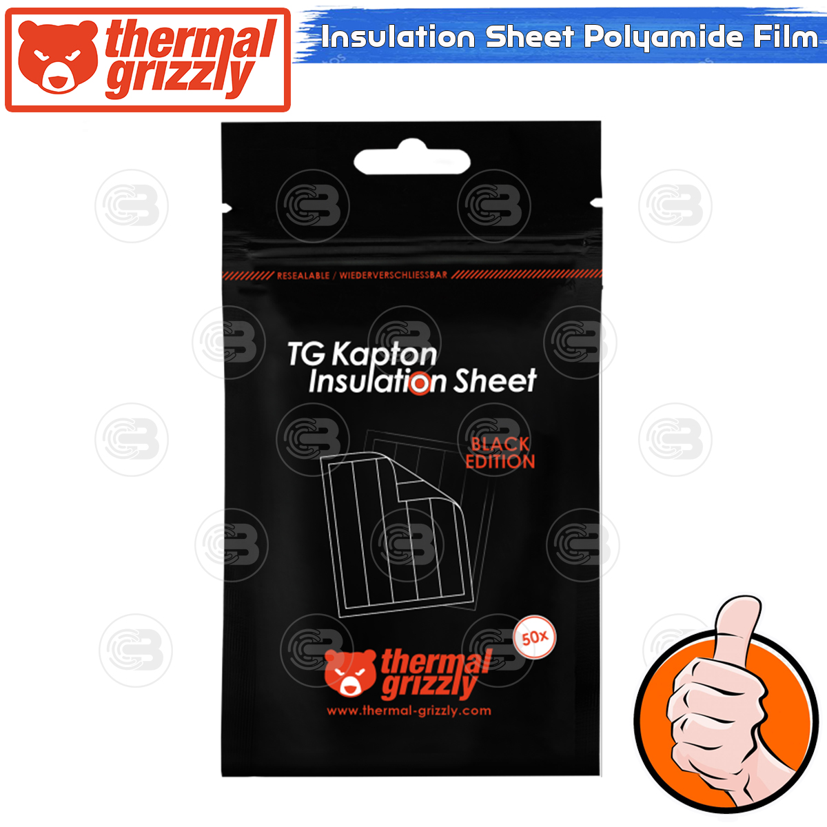 [CoolBlasterThai] Thermal Grizzly Kapton Insulation Sheet Black Edition Electrically Conductive Protection