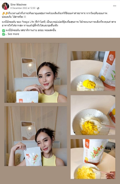 ผงซีบัคธอร์น Sea Buckthorn Powder ยี่ห้อ Feaga Life ฟีก้าไลฟ์ ปริมาณ 200 กรัม