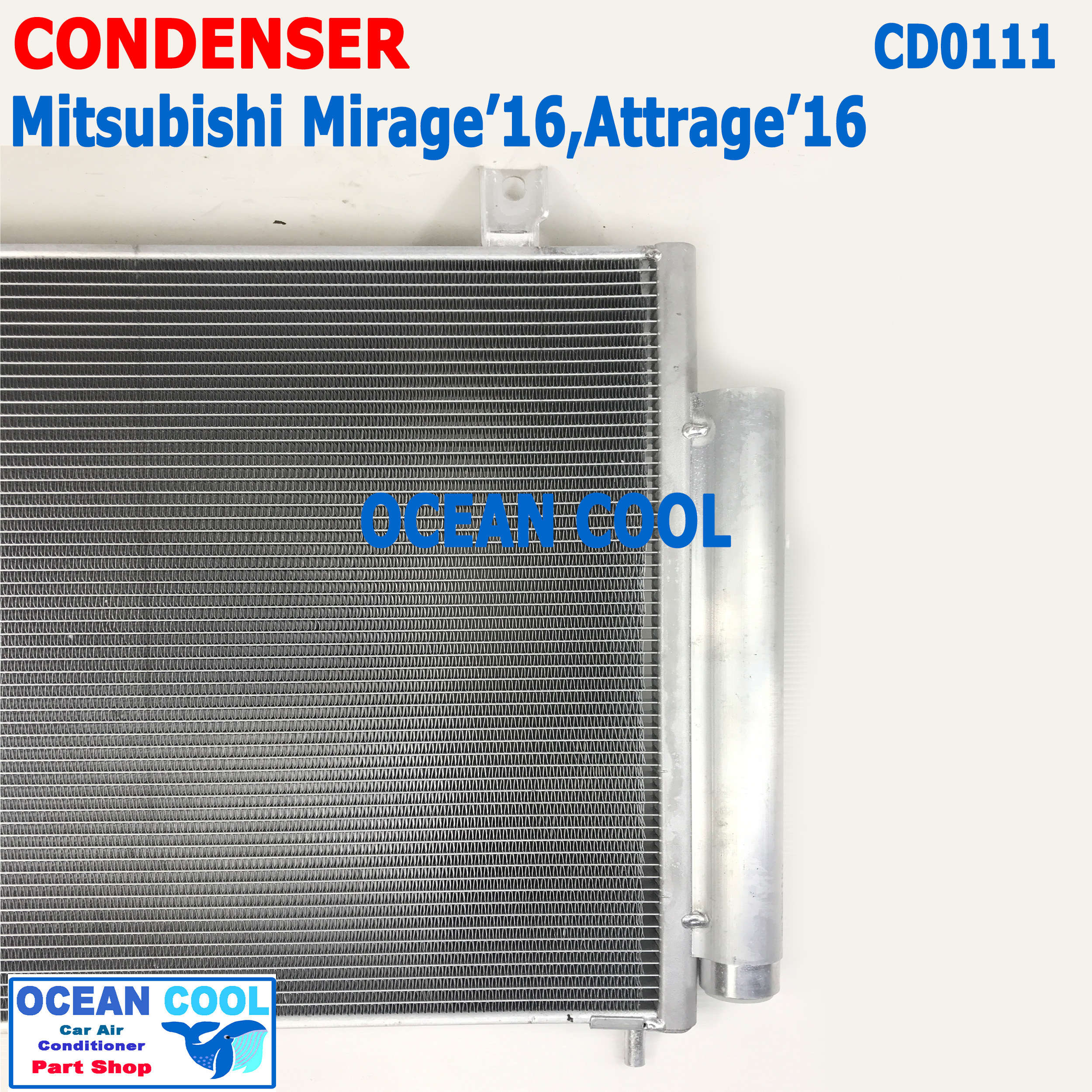 แผงแอร์ มิตซูบิชิ มิราจ , แอททราจ 2016 - 2020 CD0111 Condenser Mitsubishi Mirage G4 , Attrage รังผึ้งแอร์ มิตซู มิราท แผงรังผึ้ง Mitsu แผงคอยล์ร้อน MP5776