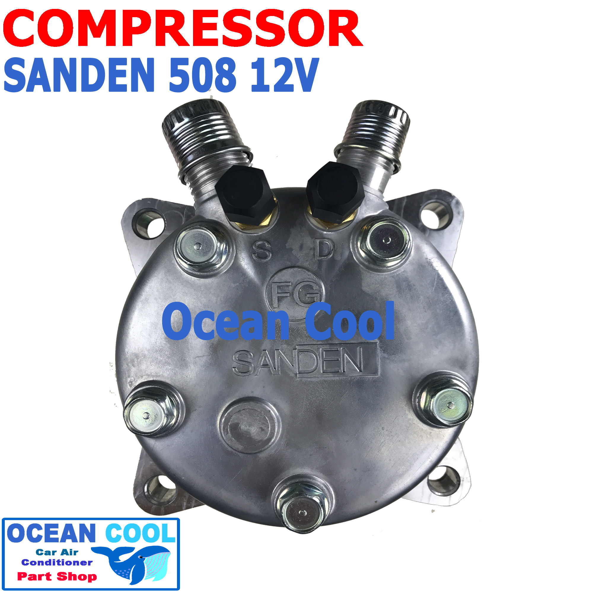 คอมเพรสเซอร์ ซันเด้น 508 แท้ 12v S5305 โอริง COM0077 compressor SANDEN 508 oring SD5S14 คอมแอร์รถยนต์ คอม แอร์ คอมเพลสเซอร์ อะไหล่ แอร์ รถยนต์