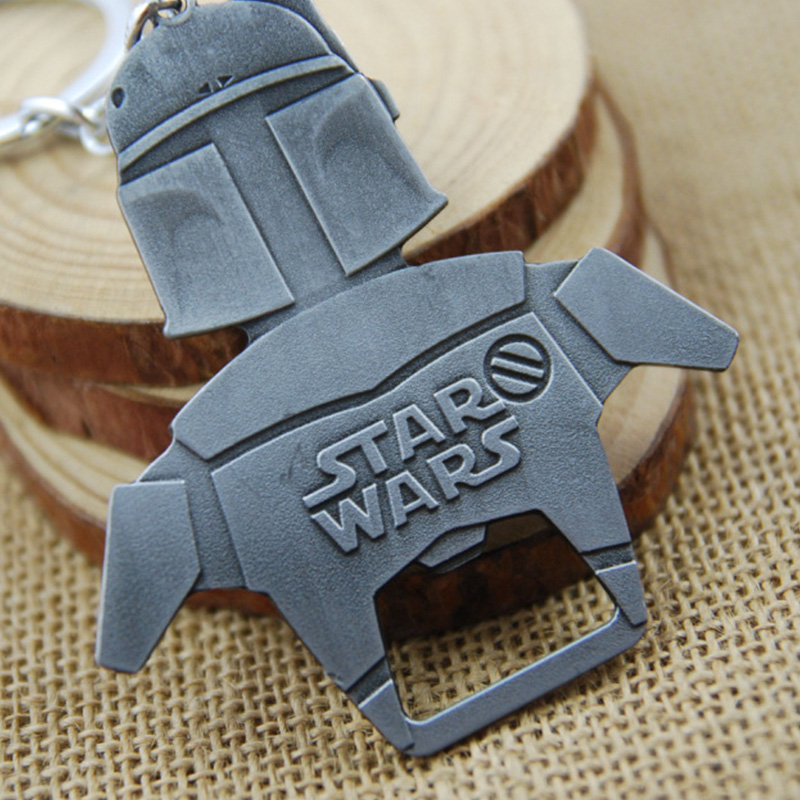 พวงกุญแจ ที่เปิดขวด โลหะ Boba Fett สีเงิน - Star Wars Keychain